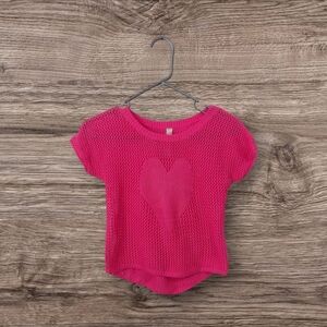 Girls Pink Knit Heart Sweater